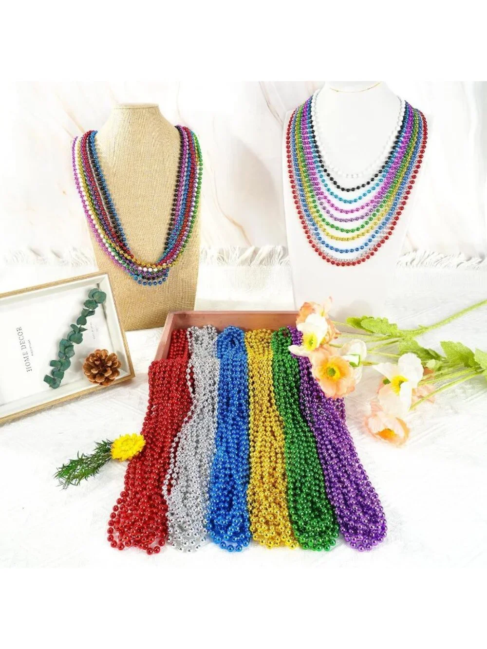 100PCS Orange Mardi Gras Bead Necklaces 33